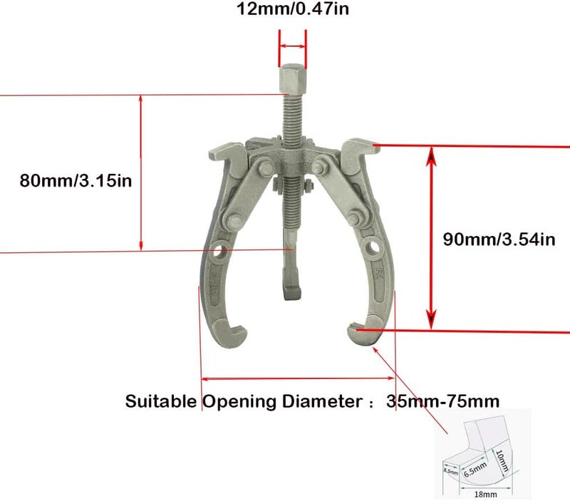 3 Jaw-3" Gear Puller,3 Jaw Puller for Pulley Gear Bearing Flywheel Removal(3in)